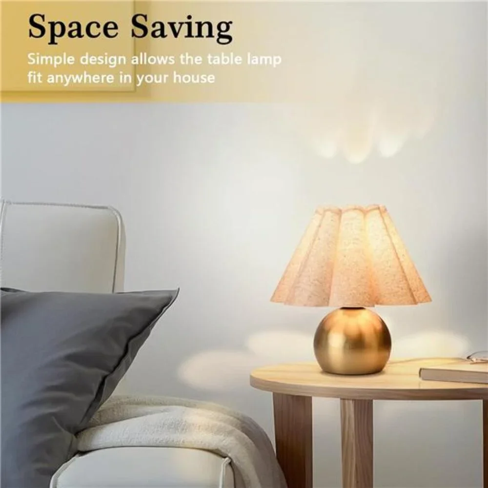Gold bedside table lamp small nightstand light brass modern bedroom decor